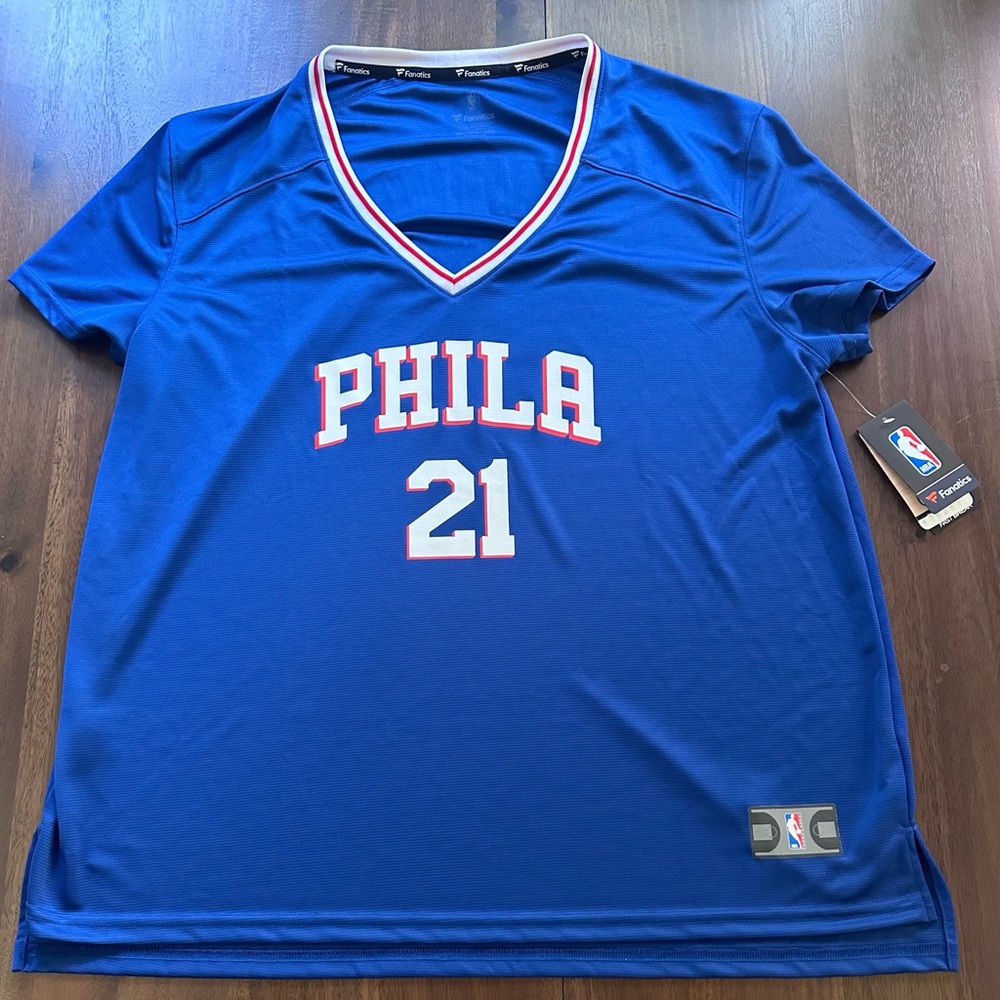 NWT Women’s Philadelphia 76ers Joel Embeid Fanatics Player Road Jersey Sz 2XL